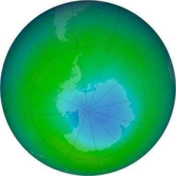 Antarctic ozone map for 2007-12